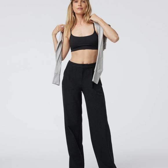 Vuori Pants - Vuori Women's Elevation Trouser - Heather Black Wide Leg Pants - XS/LONG